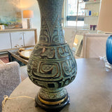Manner of James Mont Chalkware Table Lamp in Patinated Bronze Finish 38" T