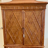 Vintage Bamboo And Rattan Tall Cabinet 46"W x 24"D x 76"T