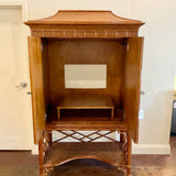 Vintage Bamboo And Rattan Cabinet w/ Pocket Doors 42.5"W x 24"D x 76"T