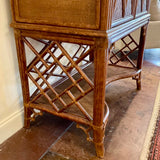 Vintage Bamboo And Rattan Cabinet w/ Pocket Doors 42.5"W x 24"D x 76"T