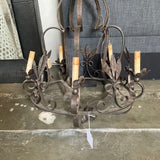 Antique 5 Light Wrought Iron Chandelier 33" Tall x 22"Diam