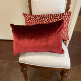 Pair Of Custom Lumbar Pillows In Colefax And Fowler Fabric Red Leopard 16" x 11"