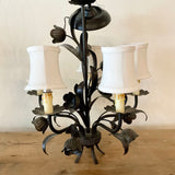 Wrought Iron Chandelier with Shades 18" T X 15" W