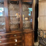 Mathews Furniture English Breakfront/Bookcase In Mahogany With Interior Lighting 87"W x 19"D x 88"T