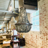 Tiered Capiz Shell Chandelier 33"T x 24"Diam Fixture