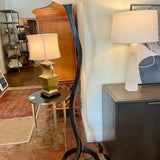 Tall Wrought Iron Floor Lamp 71"T x 18"Base x 19"Diam Glass Shade