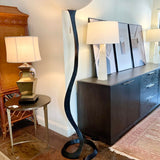 Tall Wrought Iron Floor Lamp 71"T x 18"Base x 19"Diam Glass Shade