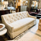 Lillian August Tufted Sofa In Velvet With Nailhead Trim 88"L x 36"D x 36"H