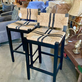 Pair of Woven Bar Stools 17.25 " W X 38.5" H Seat height 29"