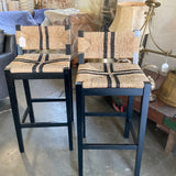 Pair of Woven Bar Stools 17.25 " W X 38.5" H Seat height 29"