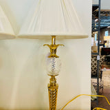Pair Of Quoizel Brass And Crystal Pineapple Lamps 31"To Finial