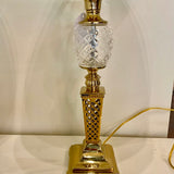 Pair Of Quoizel Brass And Crystal Pineapple Lamps 31"To Finial