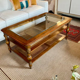 Wood And Caned Coffee Table 47"L x 28"D x 21"T