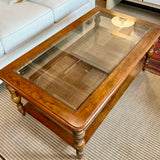 Wood And Caned Coffee Table 47"L x 28"D x 21"T