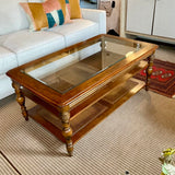 Wood And Caned Coffee Table 47"L x 28"D x 21"T