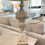Antique Italian Carved Marble Lamp 23"Tall to Top Of Finial