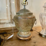 Antique Brass Urn Lamp 17"T x 12"Diam Fixture