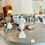 Antique Italian Carved Marble Lamp 27"To Top Of Finial