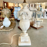 Antique Italian Carved Marble Lamp 27"To Top Of Finial