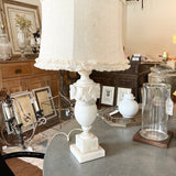 Antique Italian Carved Marble Lamp 27"To Top Of Finial