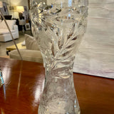 Antique Heavy Cut And Etched Glass Vase 10"T
