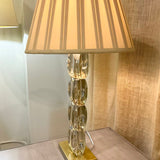 Heavy Stacked Cut Crystal And Brass Lamp 27"Tall To Finial
