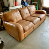 Broyhill Sofa In British Tan Leather 85'L x 36"D x 32"T