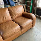 Broyhill Sofa In British Tan Leather 85'L x 36"D x 32"T