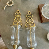Pair of Moroccan Style Brass Hurricane Wall Sconces 22" T