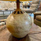 Signed Art Pottery Lamp From France 22"To Finial x 9"Diam