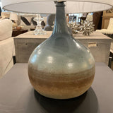 Signed Art Pottery Lamp From Sainghin En Weppes France 22'To Finial x 9"Diam