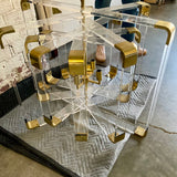 Nellcote Spiral Rivoli Brass Acrylic Chandelier 46"T x 34"Diam