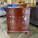 Small Mahogany Chest Of Drawers With Brass Handles 26"W c 16"D x 30.5"H