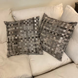 Pair Of Urban Equestrian Woven Cowhide Pillows 22" x 22"