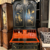 English Chinoiserie Style Secretary Bookcase With fitted Interior 40" at widest x 22.5 at deepest x 95" to top finial