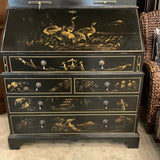 English Chinoiserie Style Secretary Bookcase With fitted Interior 40" at widest x 22.5 at deepest x 95" to top finial