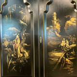 English Chinoiserie Style Secretary Bookcase With fitted Interior 40" at widest x 22.5 at deepest x 95" to top finial