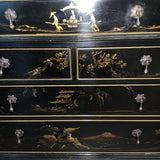 English Chinoiserie Style Secretary Bookcase With fitted Interior 40" at widest x 22.5 at deepest x 95" to top finial
