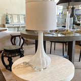 White Glass Gourd Lamp 31.' Tall to Finial x 10"Diam