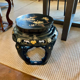 Chinese Black Lacquered Garden Stool 18" W X 18" H