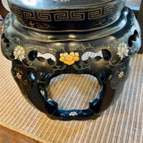 Chinese Black Lacquered Garden Stool 18" W X 18" H