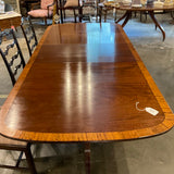 Pedestal Dining Table In Mahogany By George Shulte 101" L with leaf x 80:L No Leaf x 46"W x 29.5"H