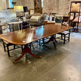 Pedestal Dining Table In Mahogany By George Shulte 101" L with leaf x 80:L No Leaf x 46"W x 29.5"H