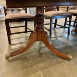 Pedestal Dining Table In Mahogany By George Shulte 101" L with leaf x 80:L No Leaf x 46"W x 29.5"H