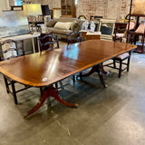 Pedestal Dining Table In Mahogany By George Shulte 101" L with leaf x 80:L No Leaf x 46"W x 29.5"H