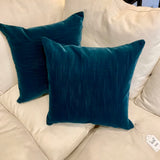Pair Of Custom Pillows In Blue Mohair 18" x 18"