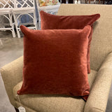 Pair Of Custom Pillows In Rust Mohair 18" x 18"