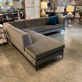 Room And Board L Shape Sofa In Mink Velvet Fabric 107"L x 23"D x103"L x 28.5" H