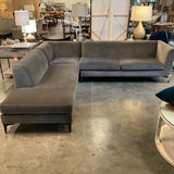 Room And Board L Shape Sofa In Mink Velvet Fabric 107"L x 23"D x103"L x 28.5" H