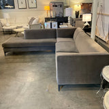 Room And Board L Shape Sofa In Mink Velvet Fabric 107"L x 23"D x103"L x 28.5" H